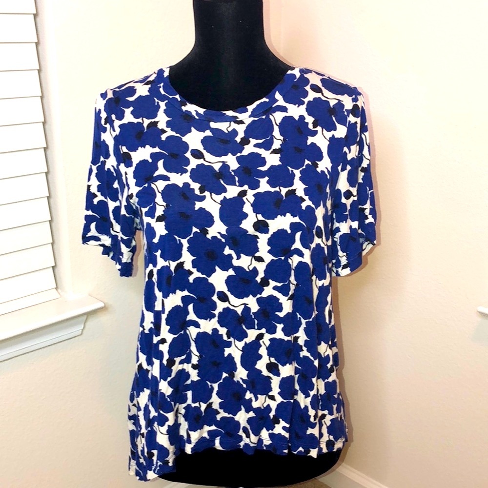 Blue & Black Floral Flowy Shirt